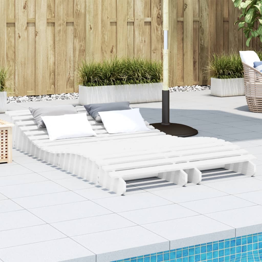 Tumbonas Madera Maciza De Pino Blanco 2 Unidades 205x60x31,5 Cm / Vetonek_1