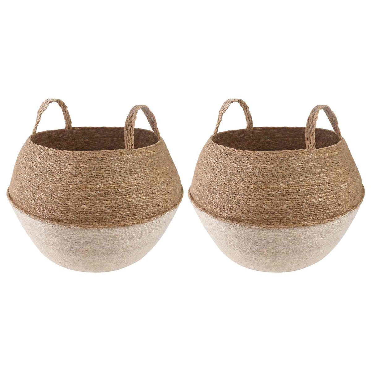 Maceta Con Asas 2 Uds. Blanco Ø 45 X 36 Cm 100% Hierba Marina_0
