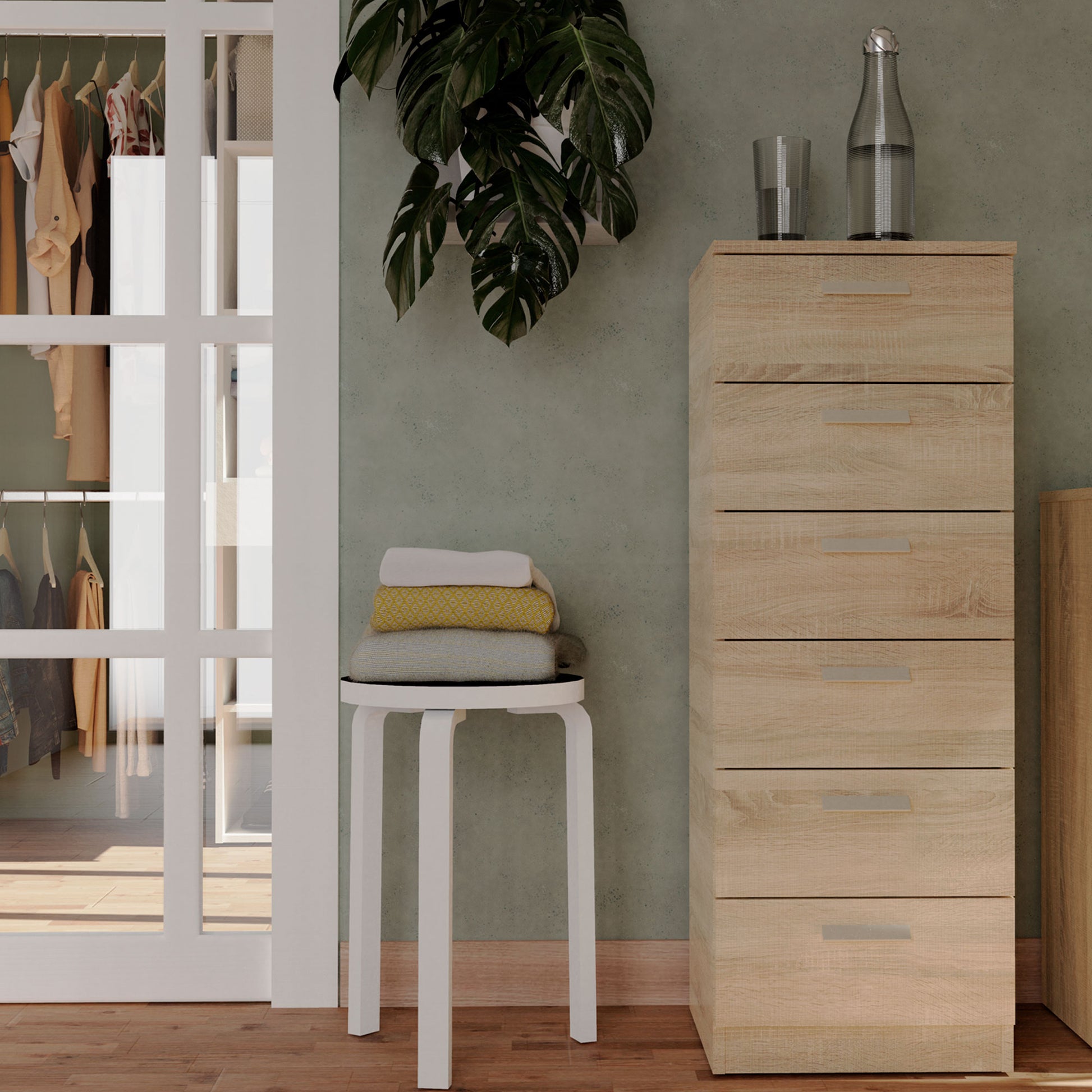 Cajonera Dormitorio Sinfonier Alto, Cómoda 6 Cajones, 110x40x40 Cm (alto X Ancho X Profundo), Briebe, Nova, Madera_3