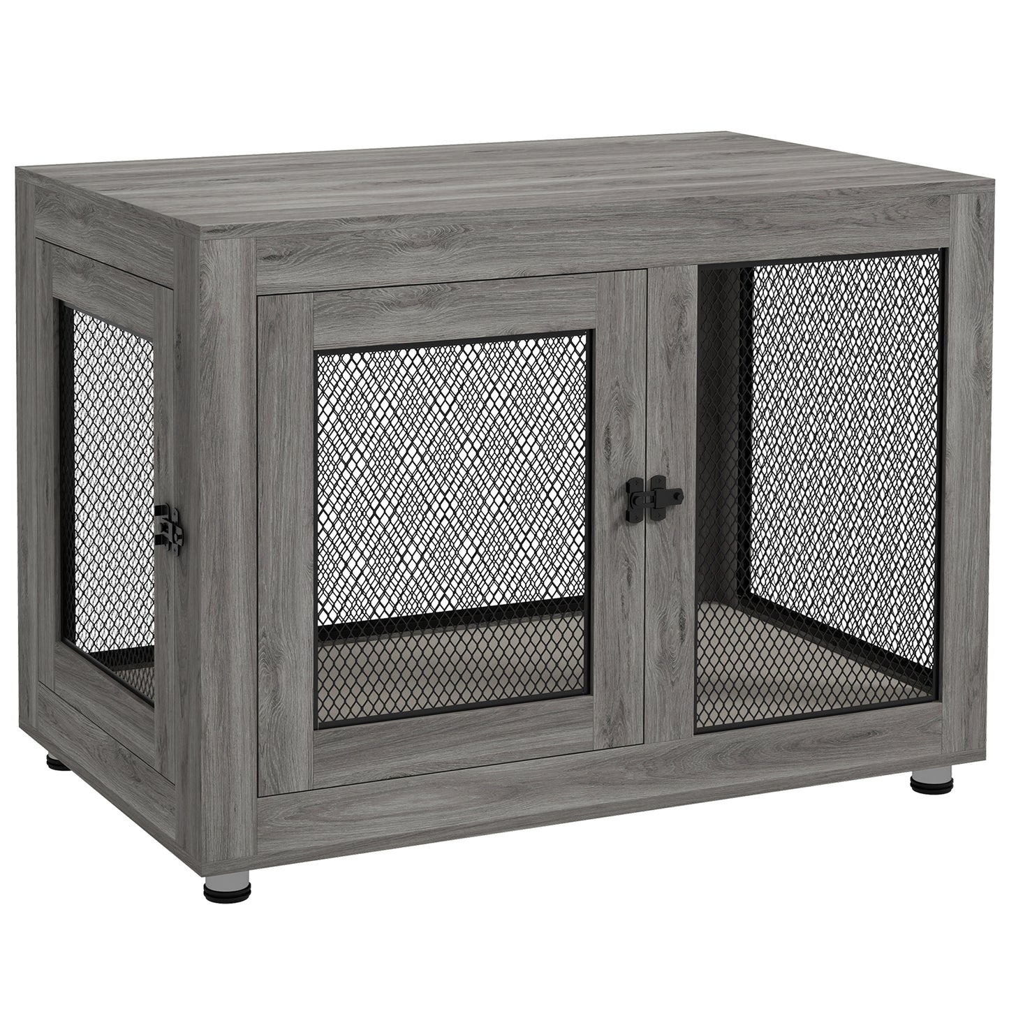 Pawhut Jaula Para Perros Grandes Estilo Mueble 94x60x71,5 Cm Gris_0