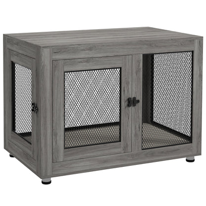 Pawhut Jaula Para Perros Grandes Estilo Mueble 94x60x71,5 Cm Gris_0