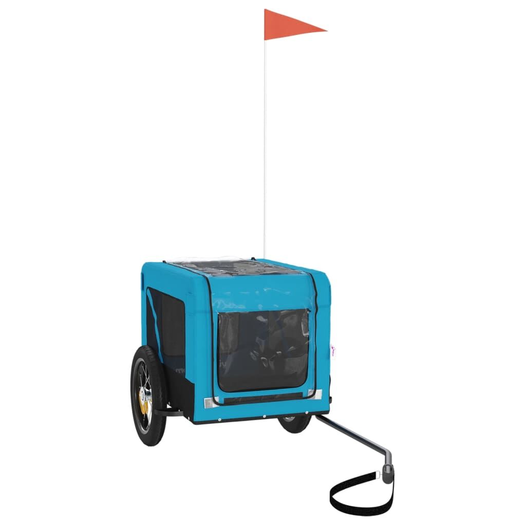 Vidaxl Remolque De Bicicleta Mascotas Hierro Tela Oxford Azul Negro_3