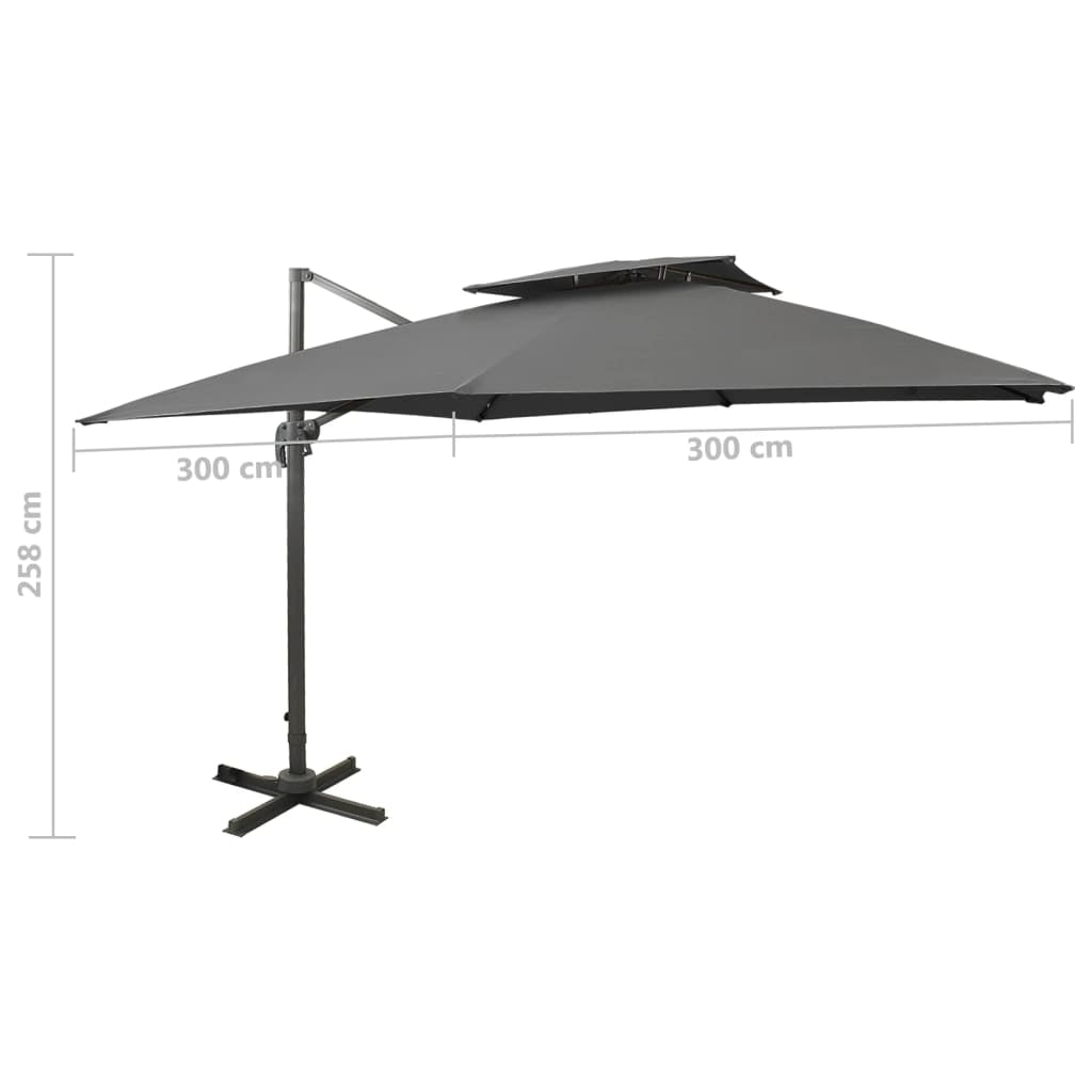 Vidaxl Sombrilla Jardín Voladiza Cubierta Doble Antracita 300x300 Cm_2