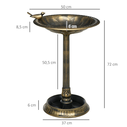 Outsunny Baño Para Pájaros De Jardín Exterior Con 2 Niveles Recipientes Bronce_2