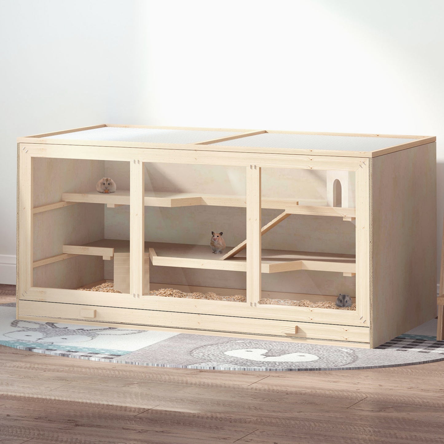 Pawhut Jaula De Madera Para Hámster Ratones Jerbos Y Otros Roedores Pequeños_1