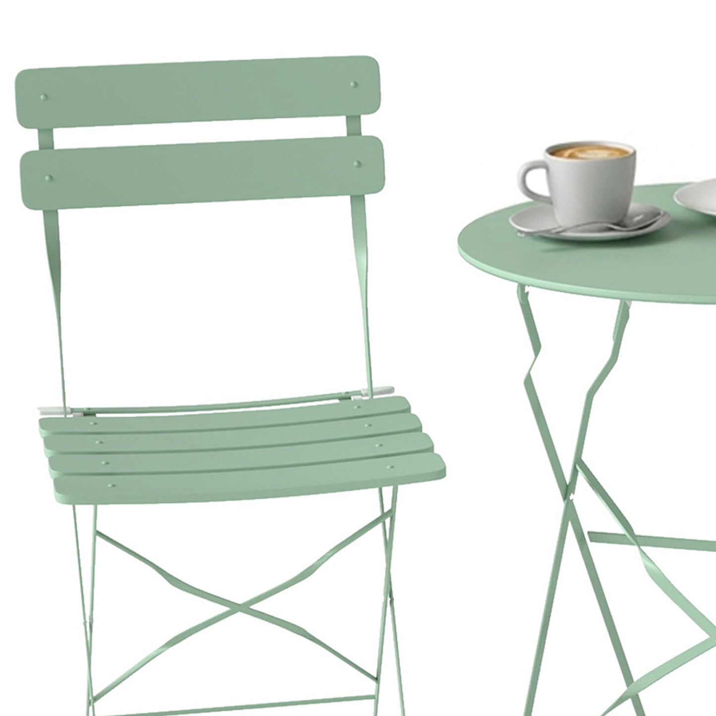 Outsunny Conjunto De Muebles De Jardín Con 2 Sillas Plegables Y Mesa Verde Claro_4