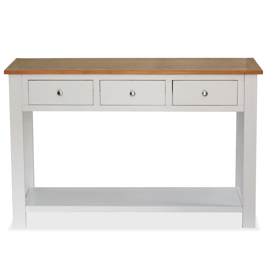 Mesa Consola De Madera De Roble Maciza 118x35x77 Cm_1