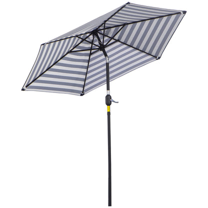 Outsunny Sombrilla Terraza Exterior Ø230 Cm Con Ángulo Ajustable Azul Y Blanco_0