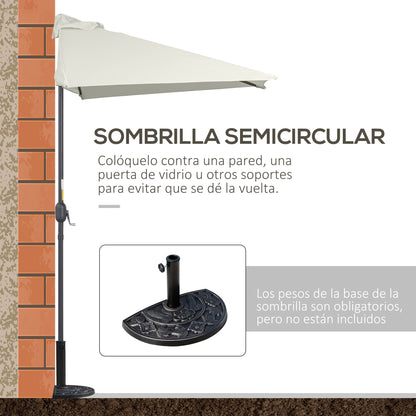 Outsunny Media Sombrilla 230x130x245 Cm Parasol De Pared Con Manivela Beige_4