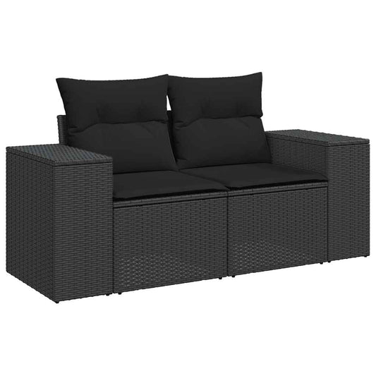 Set De Muebles De Jardín 5 Pzas Y Cojines Ratán Sintético Negro / Vetonek_0