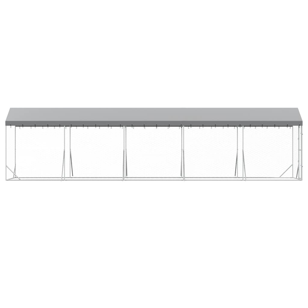 Perrera De Exterior Con Toldo Acero Galvanizado Plata 2x10x2,5m_4