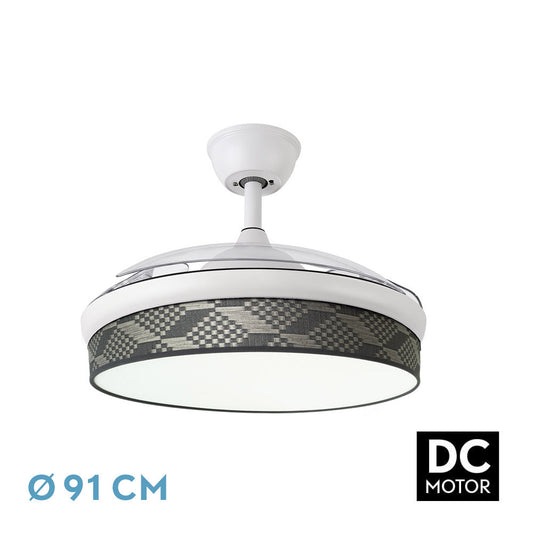 Ventilador Dc Moda 72w Blanc/tetris Gris 91d 3asp 7200lm 3000-4000-6000k Remoto+ Memoria+ Temporizador_0