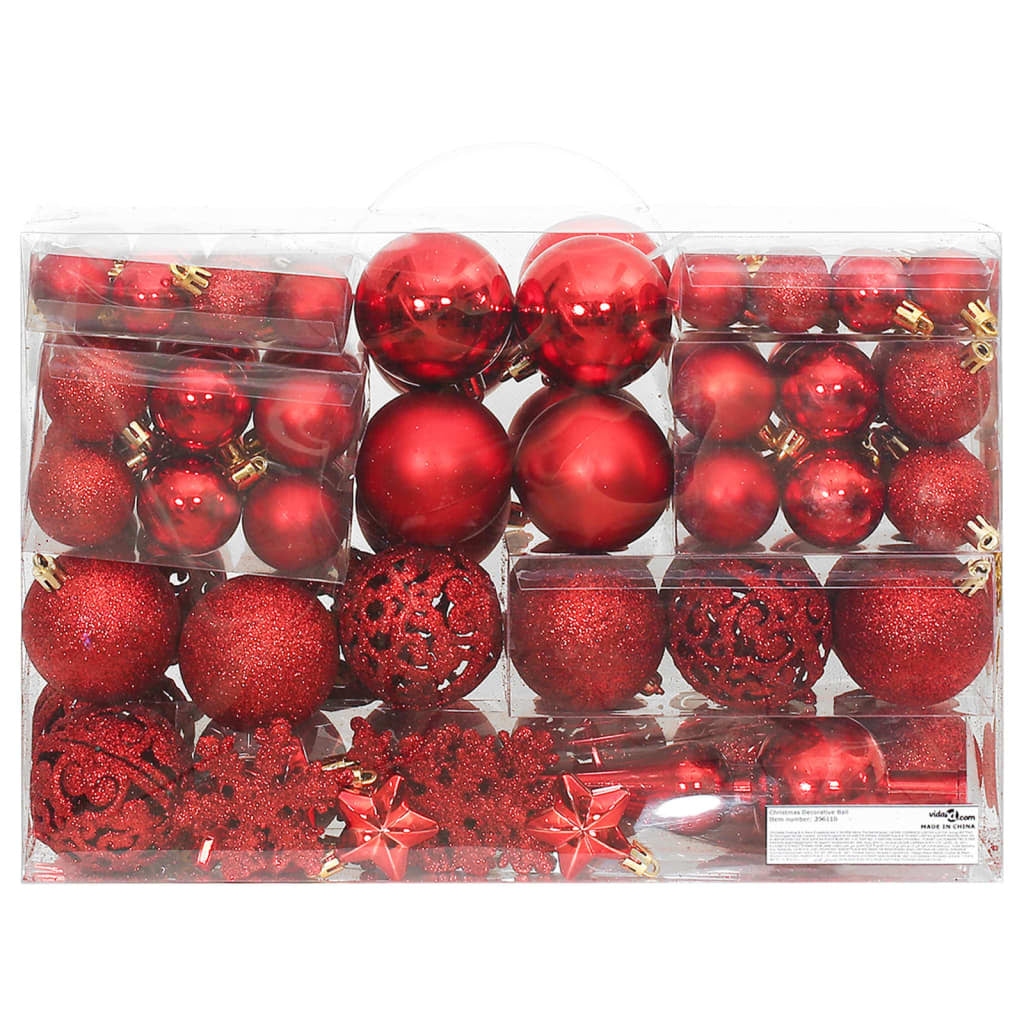 Vidaxl Juego De Bolas De Navidad 111 Pzas Poliestireno Rojo_3