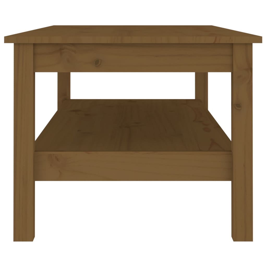Mesa De Centro Madera Maciza De Pino Marrón Miel 110x50x40 Cm_2