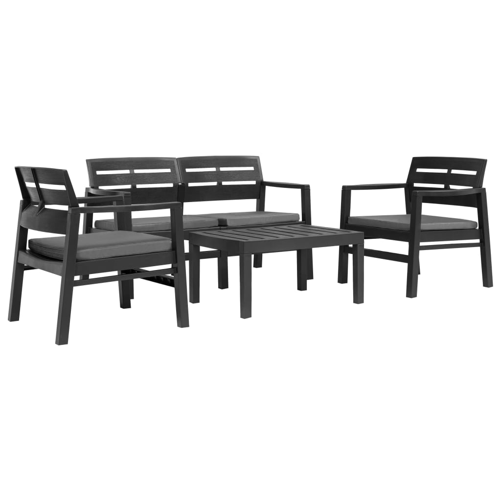 Vidaxl Juego De Muebles De Jardín 4 Piezas Plástico Gris Antracita_0