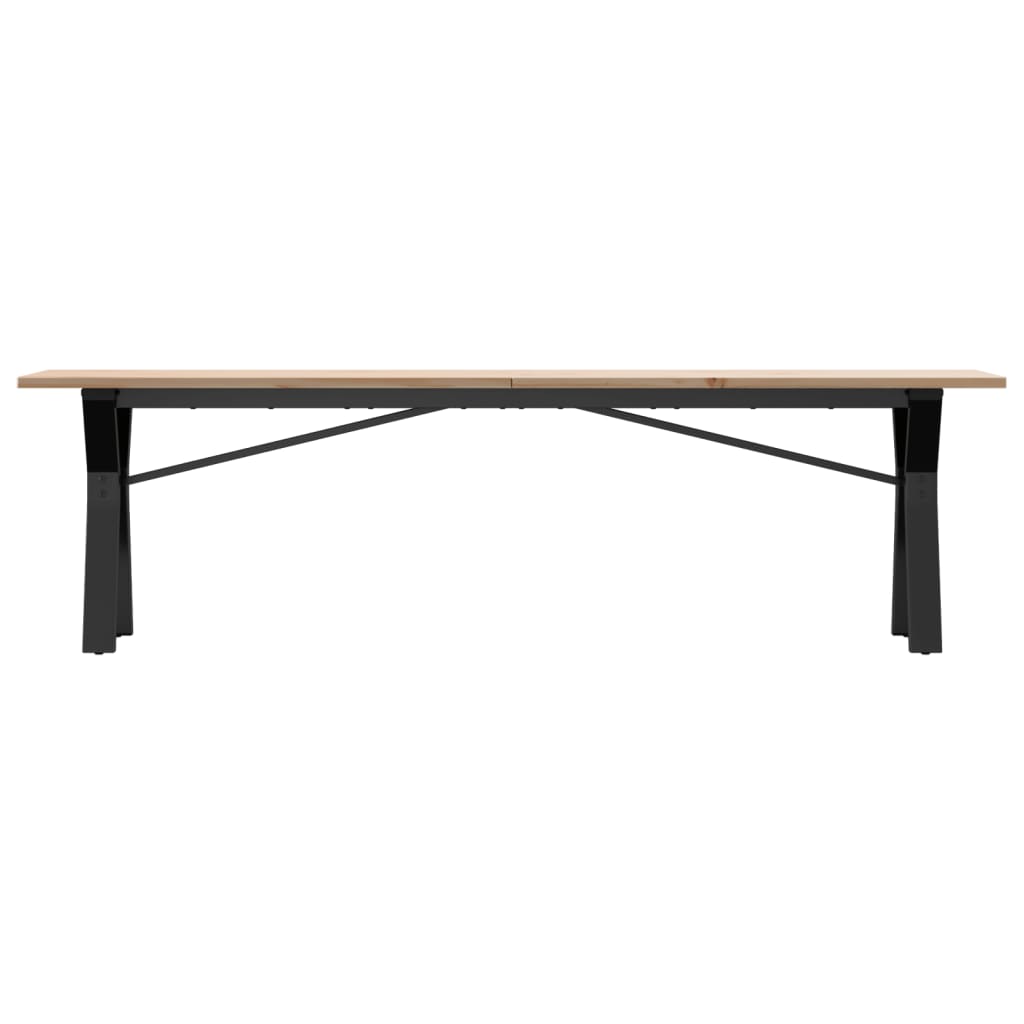 Mesa De Centro Marco Y Madera Maciza Pino Y Acero 160x40x45 Cm_2