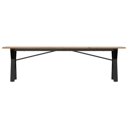 Mesa De Centro Marco Y Madera Maciza Pino Y Acero 160x40x45 Cm_2