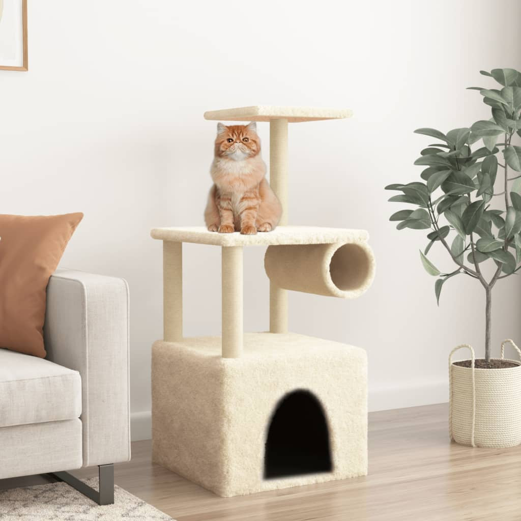 Vidaxl Rascador Para Gatos Con Postes De Sisal Color Crema 109,5 Cm_1
