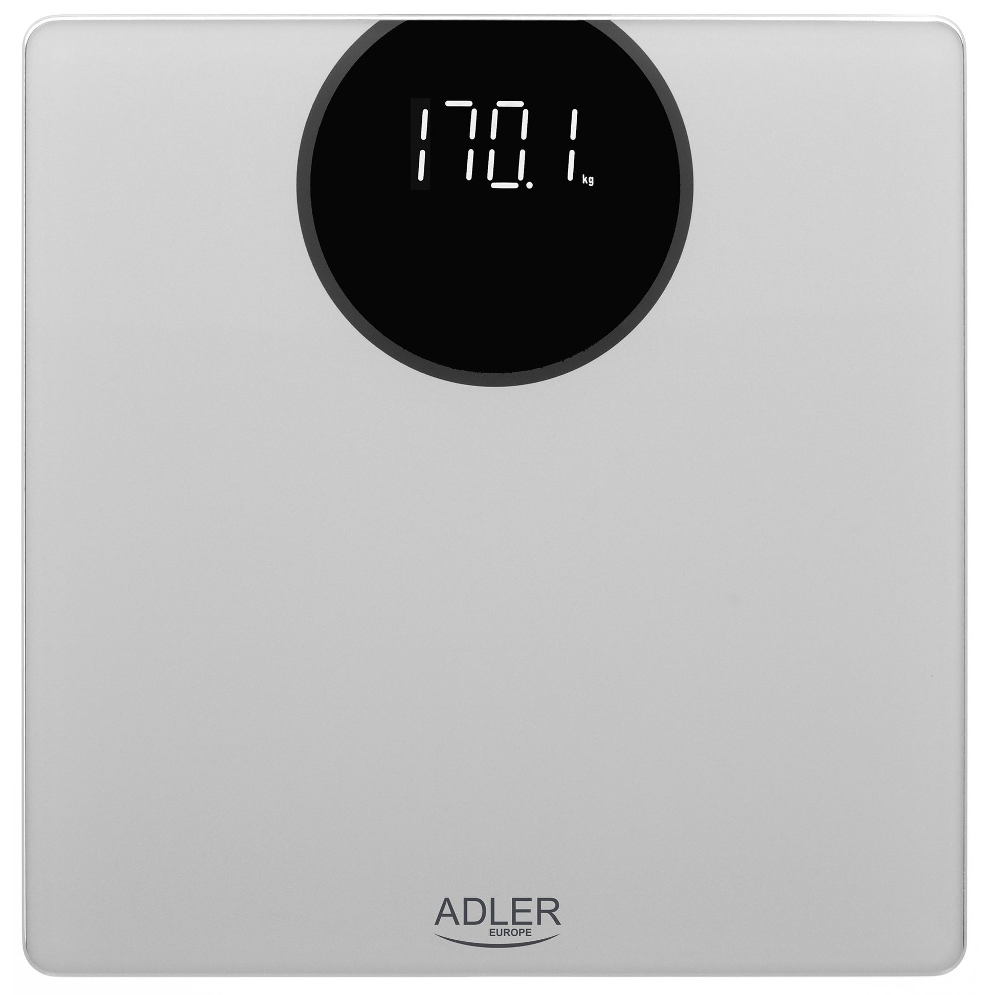 Báscula De Baño Digital Alta Precisión 180kg, Pantalla Led Apagado Automático, Vidrio Templado Adler Ad8175 Plata