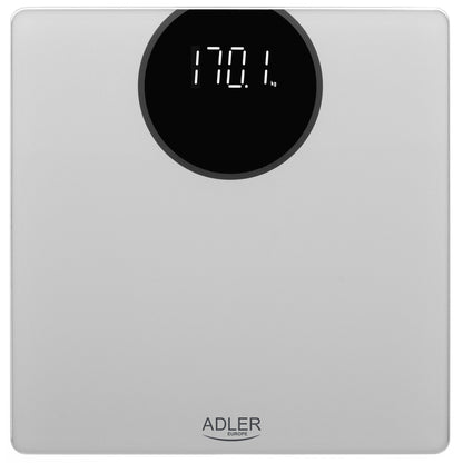 Báscula De Baño Digital Alta Precisión 180kg, Pantalla Led Apagado Automático, Vidrio Templado Adler Ad8175 Plata