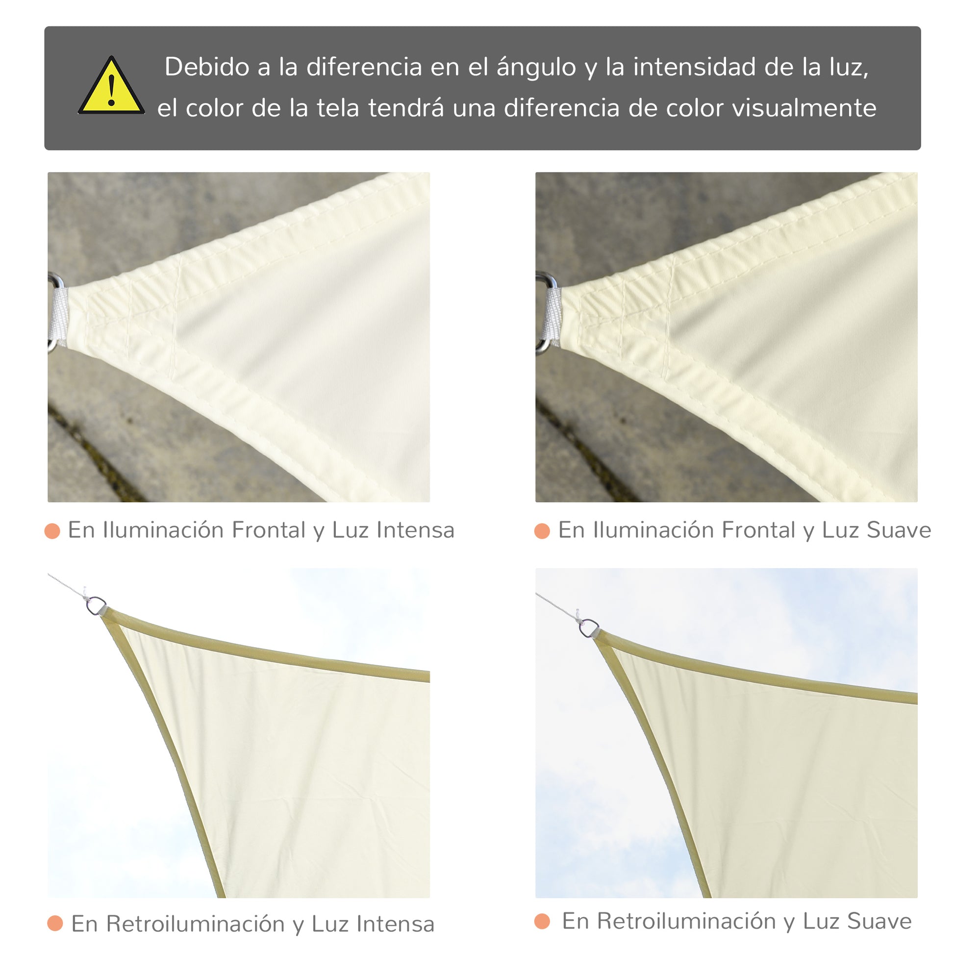 Outsunny Toldo Vela Rectángulo 4x6m Vela De Sombra Para Terraza Jardín Camping Protección Uv Poliéster Color Crema_4