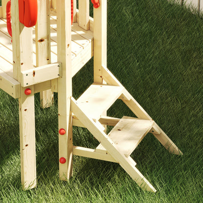 Outsunny Columpio Y Tobogán Infantil 5 En 1 Parque Infantil Exterior De Madera_4