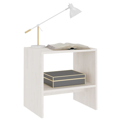 Mesita De Noche Madera Maciza De Mango Blanco 40x30,5x40 Cm_2