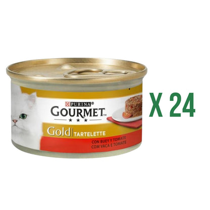 Pack 24 x GOURMET GOLD Tartaleta Buey y Tomate Comida húmeda 85 g