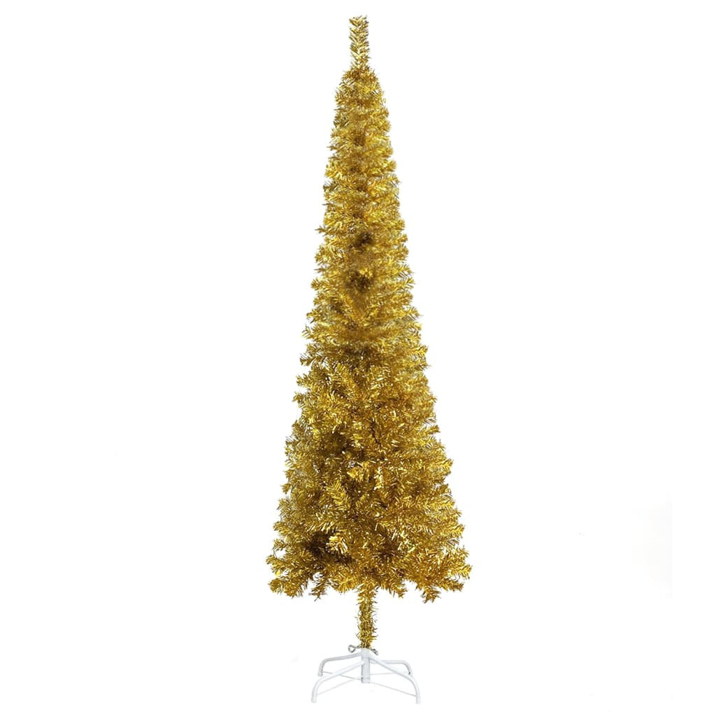 Vidaxl Árbol De Navidad Delgado Dorado 120 Cm_1