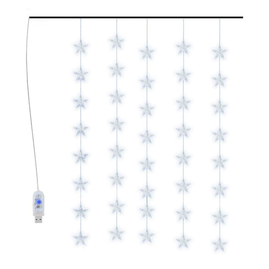 Vidaxl Cortina De Luces Estrellas 200 Leds Blanco Frío 8 Funciones_0