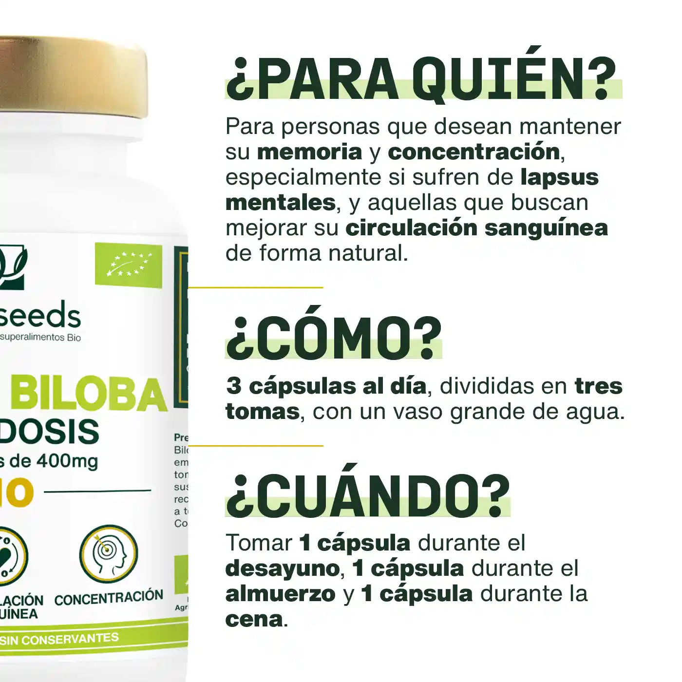Ginkgo Biloba Bio, Alta Dosis | 90 Cápsulas_1