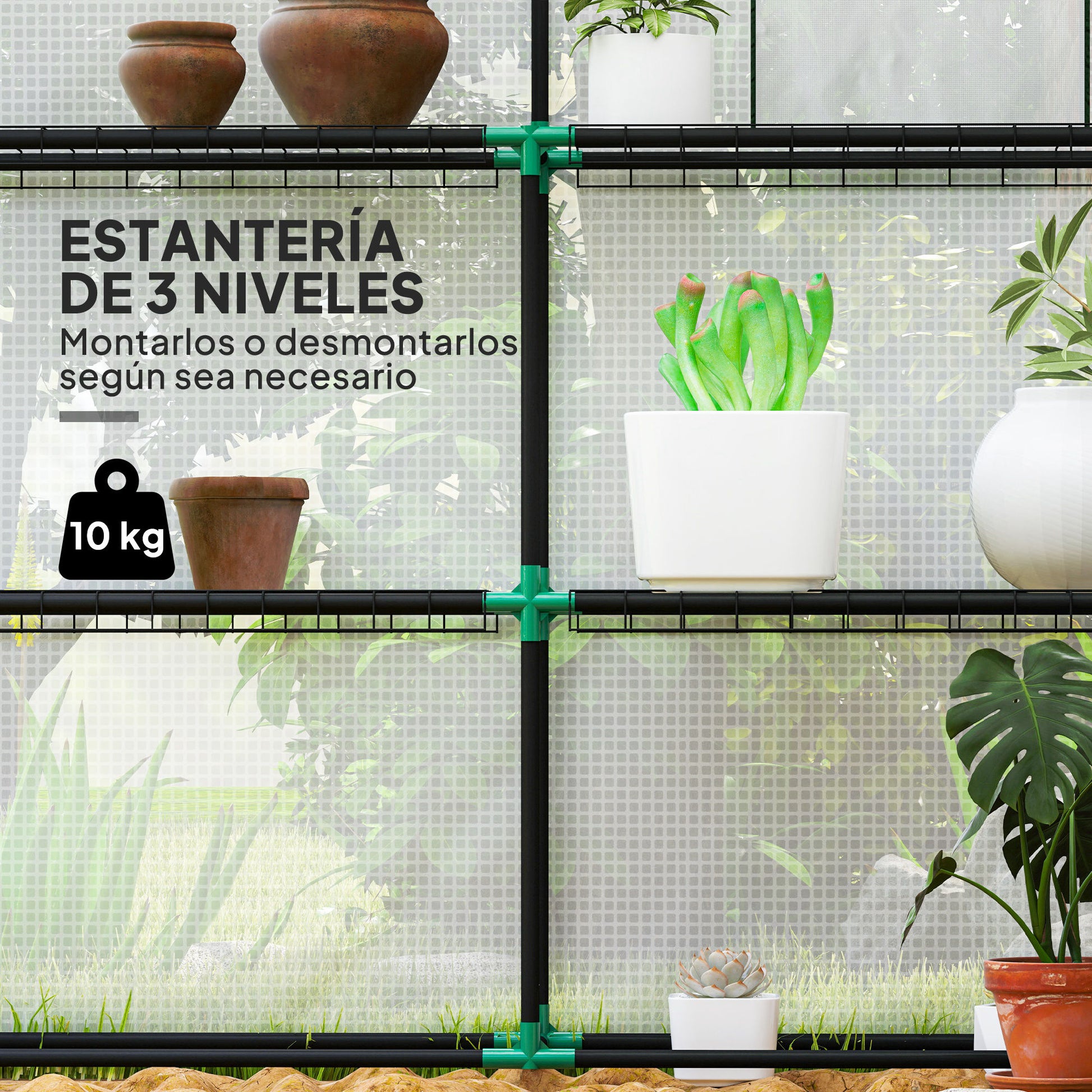 Outsunny Invernadero De Exterior Con 6 Estantes Puerta Enrollable 140x143x190 Cm_3