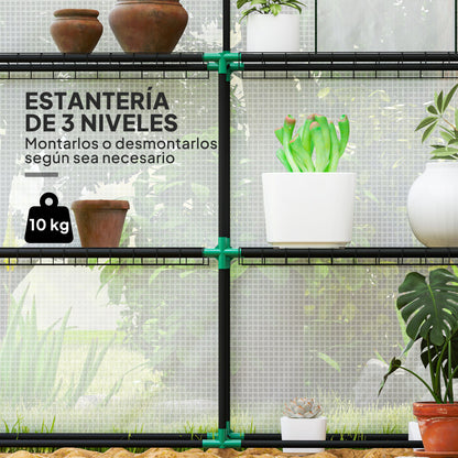 Outsunny Invernadero De Exterior Con 6 Estantes Puerta Enrollable 140x143x190 Cm_3