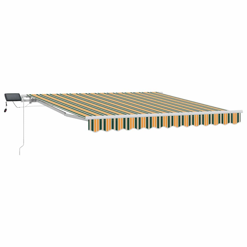 Toldo Retráctil Verde Y Amarillo 350 X 250 Cm Tela Y Aluminio_0