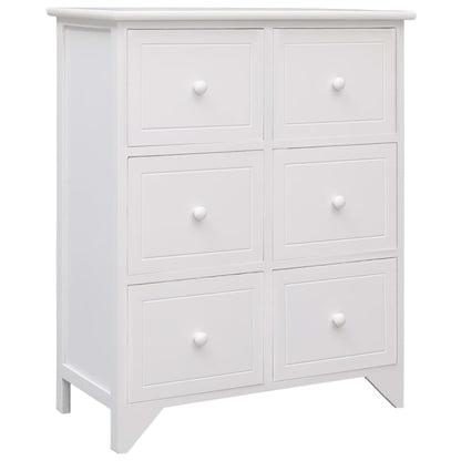 Armario Auxiliar 6 Cajones Madera Paulownia Blanco 60x30x75 Cm_0