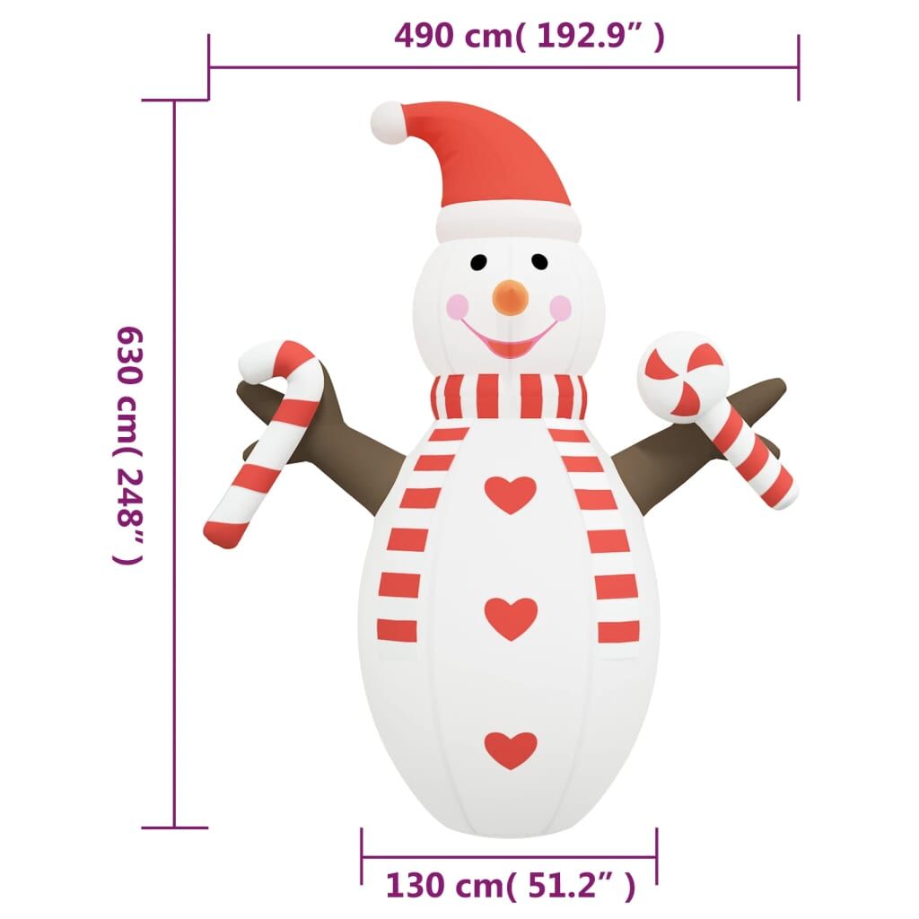 Vidaxl Muñeco De Nieve Inflable De Navidad Con Led 630 Cm_2