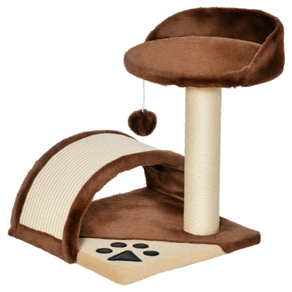 Pawhut Árbol Rascador Para Gatos 2 Niveles Con Poste Tablero Para Rascar Marrón_0