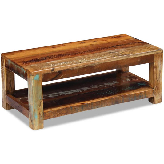 Mesa De Centro Madera Maciza Reciclada 90x45x35 Cm._0