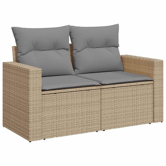 Juego De Sofás Jardín Con Cojines Beige 10 Pzas Ratán Sintético / Vetonek_0