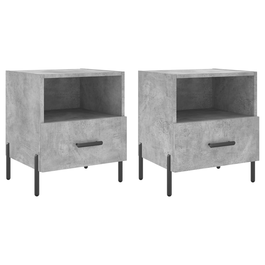 Mesita Noche 2 Uds Madera Ingeniería Gris Hormigón 40x35x47,5cm_0