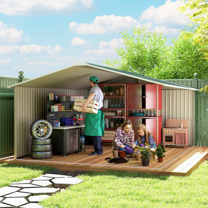 Outsunny Caseta De Jardín De Exterior 12,4 M² 340x386x200 Cm Verde_4