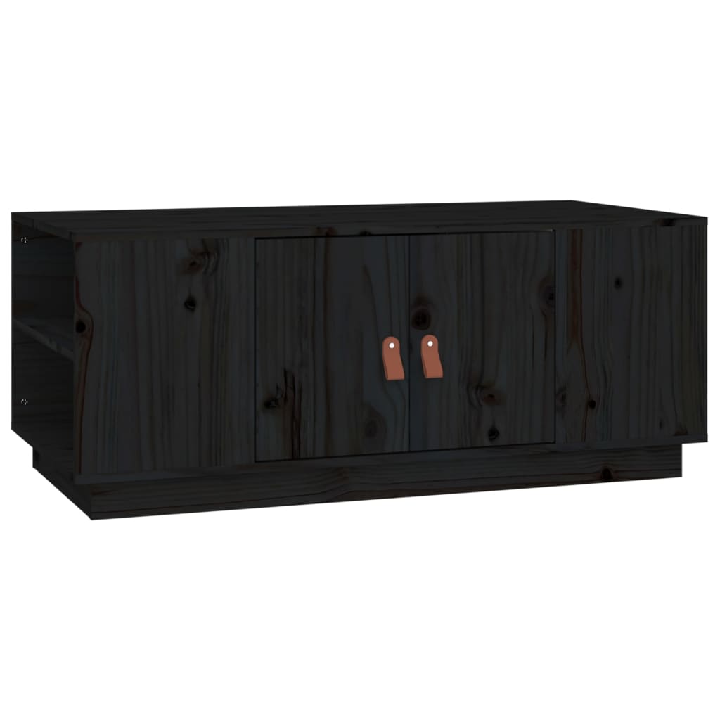 Mesa De Centro De Madera Maciza De Pino Negro 100x50x41 Cm_0