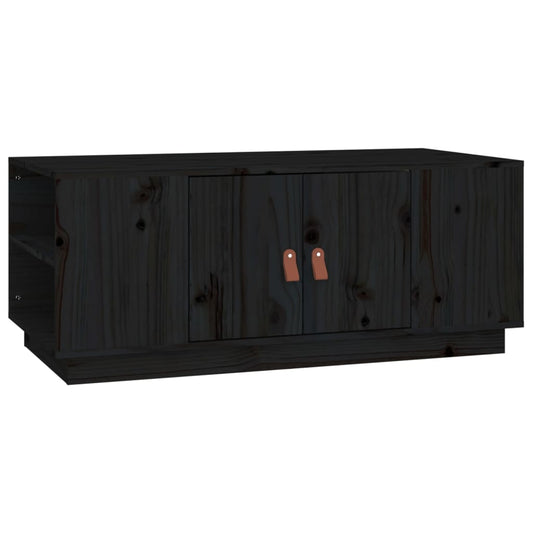 Mesa De Centro De Madera Maciza De Pino Negro 100x50x41 Cm_0