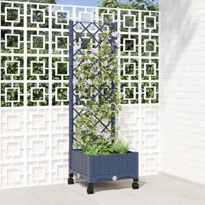 Jardinera Con Enrejado Y Ruedas Gris Azulado 40 X 40 X 131,5 Cm_1
