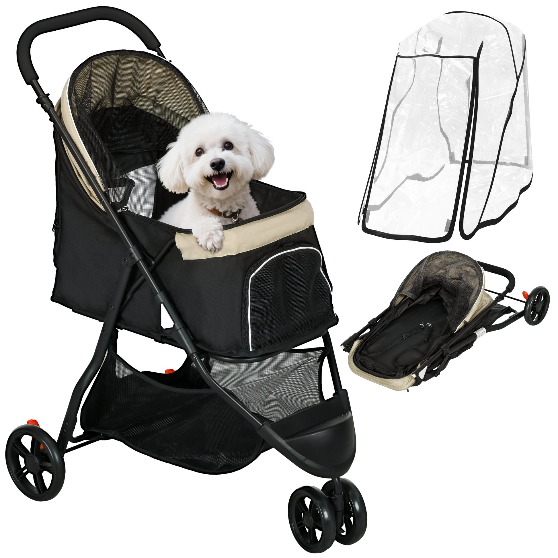 Pawhut Carrito Para Perros Plegable Con Cesta De Almacenaje 80,5x51,5x100 Cm_0