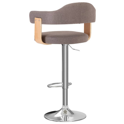 Taburetes De Bar 2 Unidades Gris Taupe Madera Curvada Y Tela_3