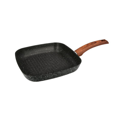 Sarten Aluminio Forjado Antiadherente 24x24x4,5 Cm. Mango Engomado / 5 Capas / Acabado Piedra / Todo Tipo De Cocinas / Grill_0