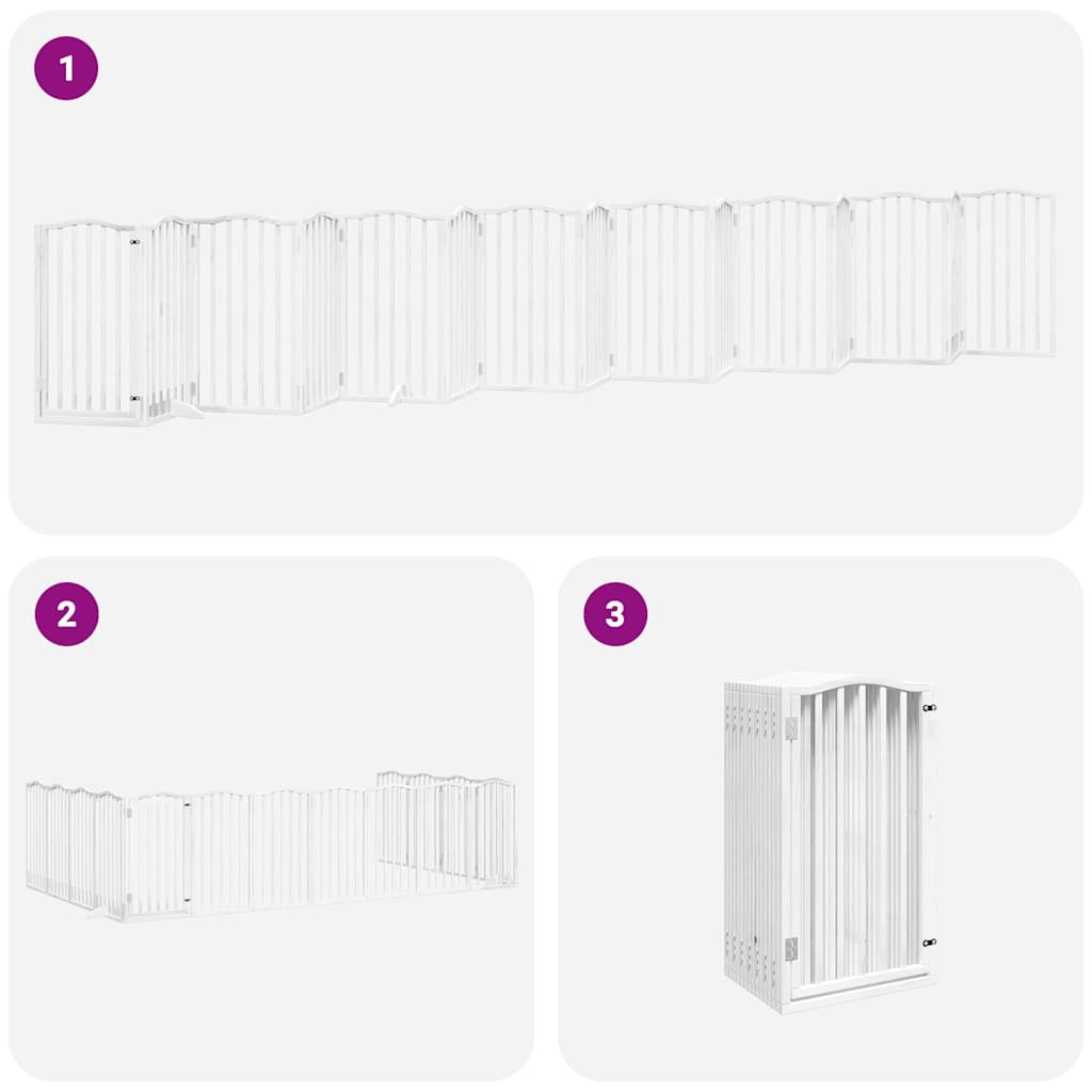 Vidaxl Puerta De Perros Plegable 15 Paneles Madera Álamo Blanca 750 Cm_4