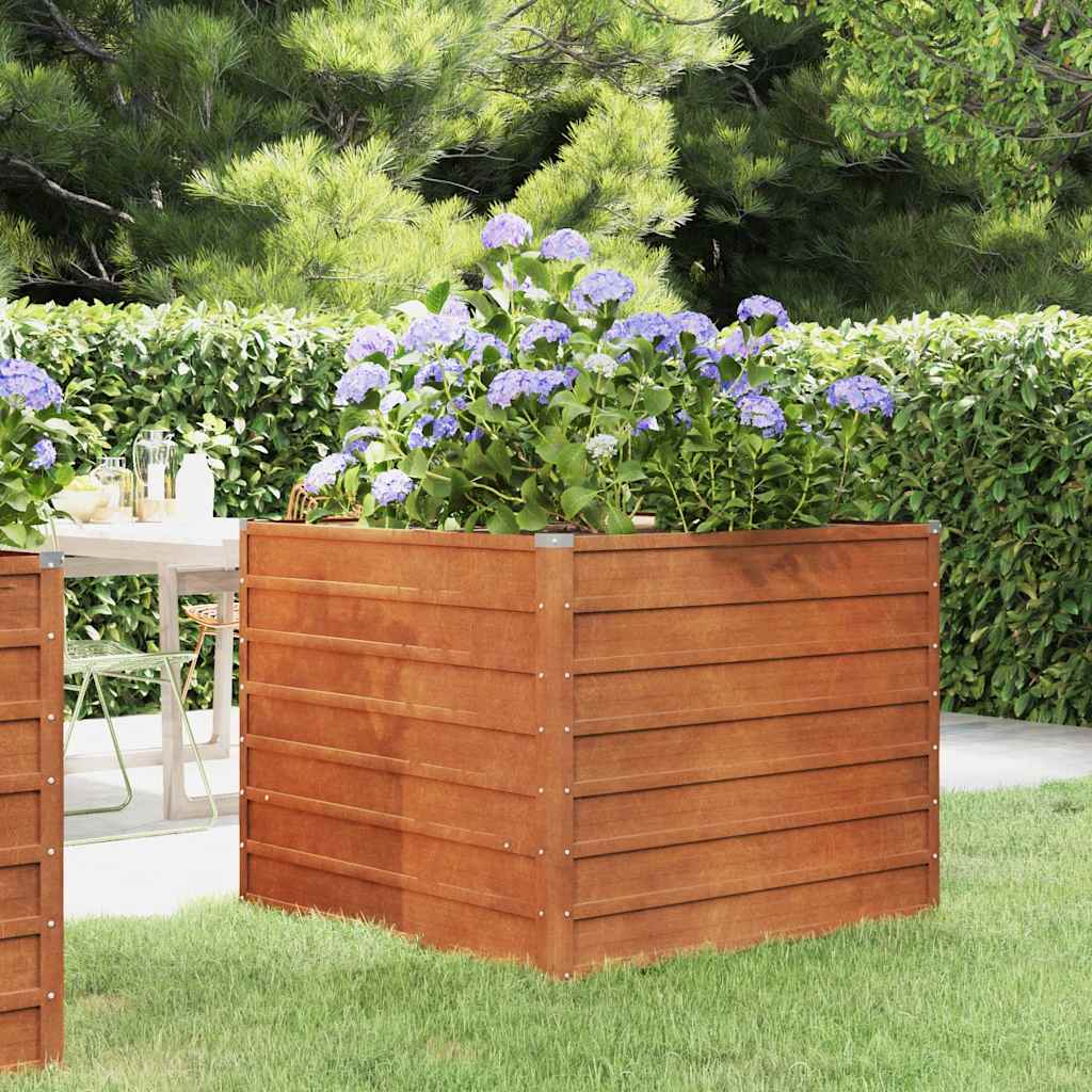 Arriate Oxidado De Acero Corten 100x100x77 Cm_1