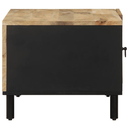 Mesa De Centro Madera Maciza De Mango Rugosa Negro 80x50x40 Cm_2
